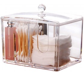 Harmorale Cotton Pad Holder Dispenser Cotton Ball Pad Swab – Acrylic Clear Plastic Makeup Organizer Bathroom Swab Pad Dispenser 4 Sections - BJ1MGW1PD