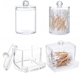 HZLHZYY 4 Pack Swab Holder Canisters with Lid Cotton Ball Pad Jars Clear Q-Tips Dispenser Holder Bathroom Storage Containers for Cotton Swabs Q-Tips Make Up Pads Cosmetics Floss Pick Bath Salts - BAHMKVXDU