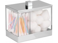 iDesign Clarity Metal Divided Canister with Lid for Bathroom Kitchen Countertop Desk and Vanity Organization and Storage 5" x 3" x 4" Clear and Chrome - BH95OL16T