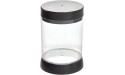 iDesign Hayley Plastic Canister with Lid for Cosmetics and Makeup Storage Bathroom Countertop Desk and Vanity Matte Black and Clear - B5SID5QXR