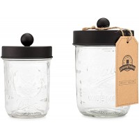 Jarmazing Products Apothecary Lid Storage Set with Ball Mason Jars Farmhouse Home Decor for Vanity Organization Luxury Bathroom Kitchen and Office Accessories Black Two Pack - BAAG4WLHY
