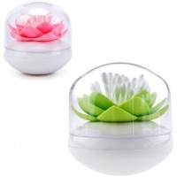 JDYYICZ 2-Pack Lotus Flowers Cotton Swab Holder Small Q-Tips Toothpicks Storage Organizer,Bathroom Vanity CanisterGreen+Pink - BQUUYNQ4U