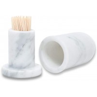 JIMEI Marble Toothpick Holder with Lid Toothpick Dispenser Porcelain Cocktail Stick Box Home Living Room Cotton Swab Storage Tank - B3W5DQMU9