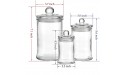 KMwares 3PCs Set Small Mini Clear Glass Premium Quality Apothecary Jars Bathroom Storage with Lids Vanity Organizer Canisters for Cotton Balls Swabs Makeup Sponges Bath Salts Q-Tips Clear - BW3S0U9D8