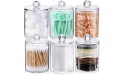 Mason Jar Bathroom Accessories Set 4 + AOZITA 6 Pack Qtip Holder Dispenser for Cotton Ball & Swab & Round Pads with 12 Labels Premium Clear Plastic Apothecary Jar Set Bathroom Canister Storage Or - BISUOLGR6
