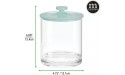 mDesign Plastic Round Bathroom Vanity Countertop Storage Organizer Apothecary Canister Jar for Cotton Swabs Rounds Balls Makeup Sponges Bath Salts 3 Pack Clear Mint Green - BM2DZLP1X