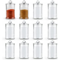 MDLUU 12-Pack Glass Canisters 5oz Spice Jars with Airtight Lids Bathroom Vanity Organizer for Qtips Bath Salt Cotton Balls - BRFAK5KH1