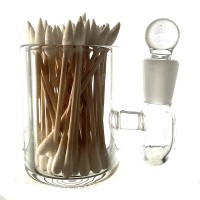 PAYKOC IMPORTS Clear Large 3" Heady Hand Blown Glass Cotton Swab Q-Tip Holder Alcohol ISO Station - B41W1CN7V