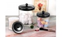 Premium Quality Apothecary Jars Clear Plastic Storage Jars with Rust Proof Stainless Steel Lids Bathroom Vanity Countertop Storage Organizer Canister Holder House Decor | Set of 3 Black - BMQM9LSJH