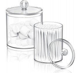 Qtip Dispenser Holder Storage Canister，2 Pack Acrylic Jar with lid，Clear Makeup and Bathroom Containers，For Cotton Ball,Cotton Swab Cotton pads，Cotton Rounds - B900RA4U9