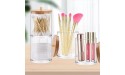 Qtip Holder Dispenser with Cotton Pads Jar Set Bamboo Lid Stackable Bathroom Counter Acrylic Organizer to Storage Cotton Ball Cotton Swab and Bath Salts - B3072TS22