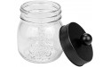 Suwimut 4 Pack Apothecary Jars Bathroom Storage Organizer Cute Qtip Holder Vanity Glass Canisters Mason Jar with Lid for Cotton Swabs Bath Salts Makeup Sponges Qtips Hair Accessories Black - BWQDOXPOV