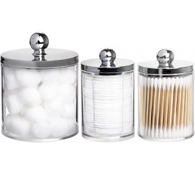 Tbestmax Pack of 3 Qtip Holder Clear Apothecary Jars with Lids for Cotton Ball Swab Pad Organizer Bathroom Containers - BUYG6W8US