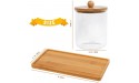 Upgraded Glass Qtip Holder Bathroom Jars with Vanity Tray Apothecary Jars Bathroom Canisters Containers Q Tip Jars for Cotton Ball Pad Round Cotton Swabs Floss Perfume - BW4QAGFI2
