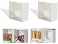 Wall-Mounted Clamshell Storage Box Convenient Swab Storage Box Clear Acrylic Organizer Small Storage Containers for Bathroom and Home 2pcs - BIDJAT9HX