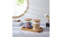 YININE Glass Qtip Holder Bathroom Jars with Vanity Tray Apothecary Jars Bathroom Canisters Containers Q Tip Jars for Cotton Ball Pad Round Cotton Swabs Hair Ties Floss Perfume and Small things - BQJ2IFYYO