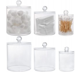 YOUEON 6 Pack Acrylic Cotton Ball Holder with Lid 8 Oz 18 Oz 28 Oz Clear Q-tips Dispenser Bathroom Storage Canister Apothecary Jars for Organizing Cotton Swab Cotton Pads Makeup Desk - BGVY4NCGW