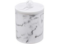 Zexzen Qtip Holder Cotton Swab Canister with Marble Look Resin Bathroom Canister Vanity Storage Jars Organizer for Cotton Ball,Cotton Swab,Bath Salts-White - BCXGA6HTL