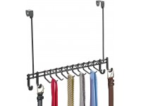 iDesign Axis Metal Over the Door Organizer Hanging Rack for Ties Belts Towels Bags Jackets 14.9" x 4.2" x 11.5" Matte Black - BBO8EJSQR