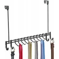 iDesign Axis Metal Over the Door Organizer Hanging Rack for Ties Belts Towels Bags Jackets 14.9" x 4.2" x 11.5" Matte Black - BBO8EJSQR