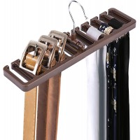 Agatige 10 Slots Scarf Hanger Belt Hanger Tie Rack for Closet Tie Hanger OrganizerBrown - BXHGHE4DN