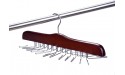 Amber Home Wood Tie Hanger 24 Ties Storage Racks Wooden Holder with Smooth Cherry Color Closet Accessory Organizer Hangers for Necktie Scarves with Swivel Chrome Hook - B0SQ15XC2