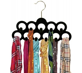 Black Velvet Scarf Necktie Closet Hanger 11 Rings With Hooks 3-Pack - BSQL1NT3N