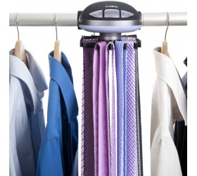 Primode Motorized Tie Rack Stores Up To 50 Ties– Closet Organizer Holds & Displays Up To 50 Ties Or Belts Rotation Operates with Batteries. Great Gift Idea for Fathers Day - BNHMXHXCF