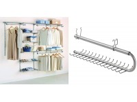 Rubbermaid Configurations Deluxe Custom Closet Organizer System Kit 4-to-8-Foot Titanium FG3H8900TITNM & Configurations 30-Hook Tie and Belt Organizer TitaniumFG3H9802TITNM - BVRY9CLWO