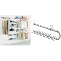 Rubbermaid Configurations Deluxe Custom Closet Organizer System Kit 4-to-8-Foot Titanium FG3H8900TITNM & Configurations 30-Hook Tie and Belt Organizer TitaniumFG3H9802TITNM - BVRY9CLWO