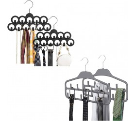 SMARTAKE 2 Pack Belt Hangers with SMARTAKE 2 Pack Round Belt Hangers 360 Degree Rotating Tie Rack with Hooks Non-Slip Durable Hanging Closet Organizer Accessories Holder for Leather Belt Bow Tie - B215XZAB7