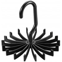 super1798 1Pc 20 Hooks Adjustable Rotating Tie Rack Holder Belt Scarf Standard Hanger Organizer Black - B23JWX3ZJ