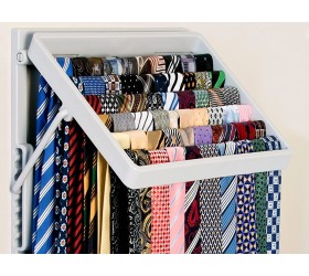 TieMaster Grey. An Elegant Tie & Scarf Wardrobe Organizer. Showcase up to 60 ties for the perfect choice every time. Space saver with 8 adjustable positions. Wall mounted tie rack. A great Gift Idea - BDLXG8NSB