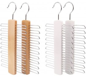 Wooden 20 Bar Tie Rack Hanger Scarf Belt Accessory Organiser 4 PCS - B0ILFYSMN