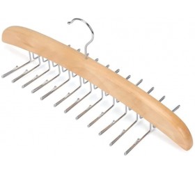 ZZHJYX Delicate Simple Tie Belt Hangers Wooden Adjustable 24 Clip Racks Holder Hook Storage Hanging Organizer for Mens Closet Accessories Color : Black Color : Wood Color - B5EFO73YE