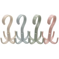 4 Pack Closet Scarf Belt Hangers Organizer 360 Degree Rotatable Stackable Hooks Clothes Organizer with 4 Claws for Scarf Tie Clothes Bags Hats Shoes Nordic Beige Pink  Blue  Green - BTME0GKKP