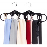 SMARTAKE 2-Pack Scarf Hangers 5 Loops Tie Rack & Belt Holder with Hooks 360 Degree Rotatable Accessories Holder Non-Slip Durable Hanging Closet Organizer for Belts Bow Ties Silk Scarves Jewelry - BDJ5RLN8V