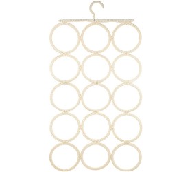 Veemoon Scarf Hangers for Closet| Handmade 15- Ring Frame Anti- Snag Foldable Clutter- Removing Space- Saving Closet Organizer Hanging System for Scarf Shawl Tie Belt Neckties Beige - B7HHMGZ2W
