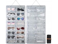2 Pack Hanging Sunglasses Dust-Proof Organizer Storage SMFANLIN 16 Felt Slots Wall Pocket Glasses Organizer Holder with Felt Glasses Case Wall Mounted Eyeglasses Eyewear Display Case Gray - BX89DF567