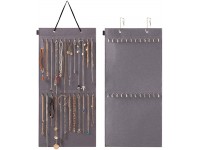AFUOWER Jewelry Organizer Hanging on Door Wall Mounted Necklace Holder for Girl Women 24 Hooks Organizer for Holding Jewelries 1 Pack Gray - B47G3A02N