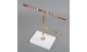 Creative Home Jewelry Tree Stand Accessory Organizer with Natural Stone Marble Base Copper Plated Hanger Pole 9.9 x 4 x 6.2 H Off-White - B29DLOTAC