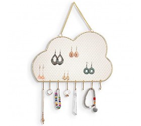 CWLL Hanging Earring Holder Cloud Earring Organizer Wall Mount Earring Display Wood Hanging Jewelry Organizer for Earrings NecklacesGold 12*8inch - B3KTEL58S