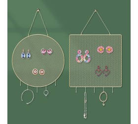 Earring Organizer Set 2 Pack | Hanging Earring Holder | Earring Display Wall Mounted | Stud Earring Holder | Dangle Earring Organizer | Decorative Jewelry Organizer | 10 Hooks for Necklaces Bracelets - B5LRYT7JW