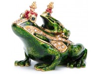 Furuida Frog Trinket Boxes Hinged Enameled Jewelry Box Hand-Painted Animals Ornaments Craft Gift for Home Decor - BDC04IYWM