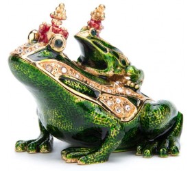 Furuida Frog Trinket Boxes Hinged Enameled Jewelry Box Hand-Painted Animals Ornaments Craft Gift for Home Decor - BDC04IYWM