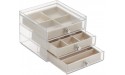 iDesign 37030 Plastic 3 Jewelry Box Compact Storage Organization Drawers Set for Cosmetics Hair Care Bathroom Dorm Desk Countertop Office 6.5 x 7 x 5 Clear and Ivory White - BB8U4GOUI