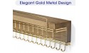 J JACKCUBE DESIGN Rustic Wood Wall Mounted Jewelry Organizer with 30 Gold Metal Hooks Display Shelf Storage for Necklaces Bracelets Earrings Bows and More MK626A - BHPZZGQUX