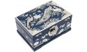 MADDesign Mother of Pearl Jewelry Box Ring Tray Mirrored Lid 2 Level Peacock Blue - BTT5VFGDH