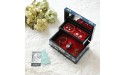 MADDesign Mother of Pearl Jewelry Box Ring Tray Mirrored Lid 2 Level Peacock Blue - BTT5VFGDH