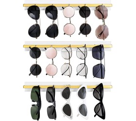 Mkono Wall Mounted Sunglasses Storage Organizer Wood Modern Simple Eyeglasses Display Holder Eyewear Glasses Hanging Rack for Entryway Living Room Bedroom 3 Pack White - BNRRJFFV5